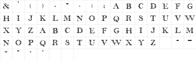 BETTINE Regular  glyph index