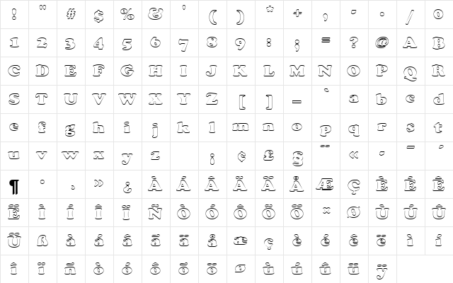 CooperBlaDBolOu1 Regular  glyph index