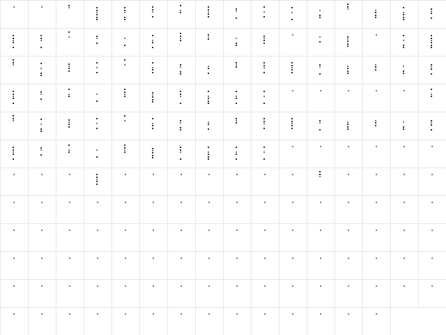 Papertape Regular  glyph index
