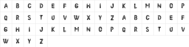 Pencil Letters Regular  glyph index