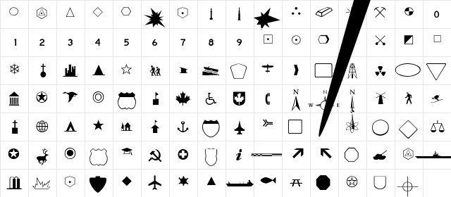 Geodingies Thin Regular  glyph index