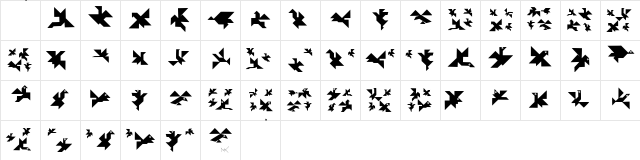 TangramBumBirds Regular  glyph index