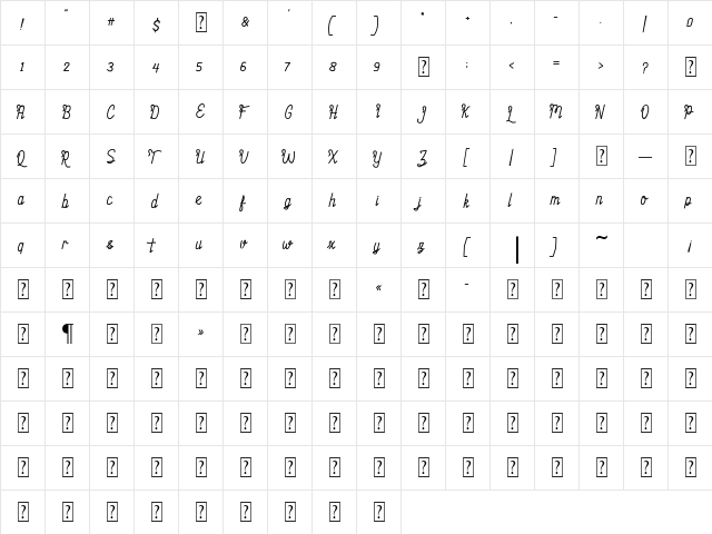 Firnaily Regular  glyph index