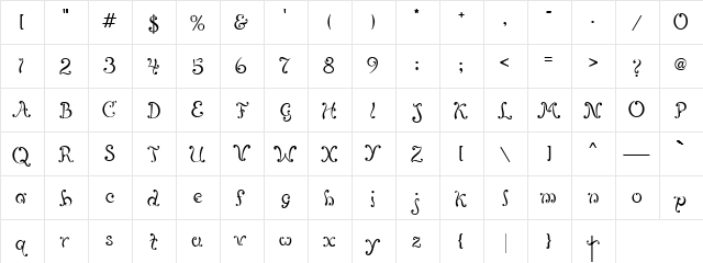 LD Stradivarius Regular  glyph index