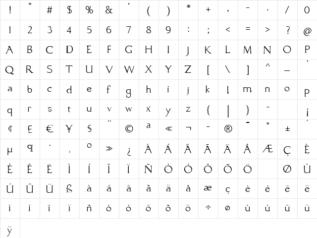 Kurosawa Bastard Regular  glyph index