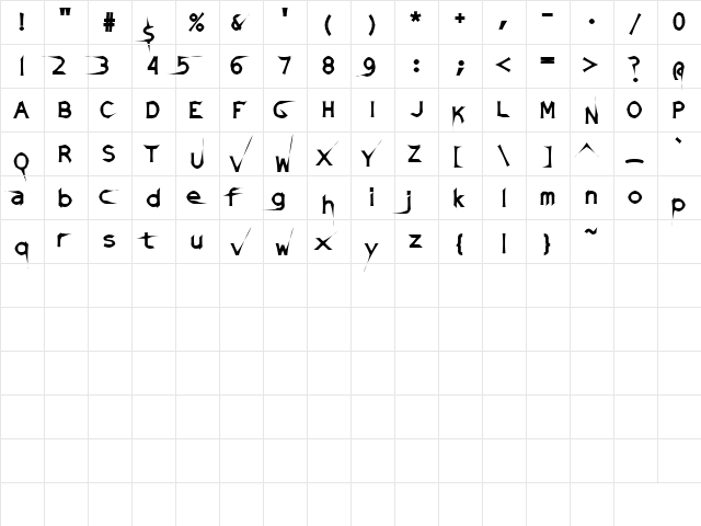 DamagedSataLight Regular  glyph index