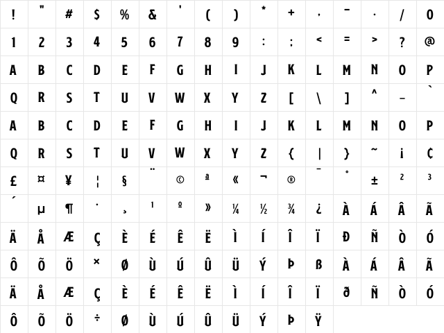 SS Nickson One Regular  glyph index