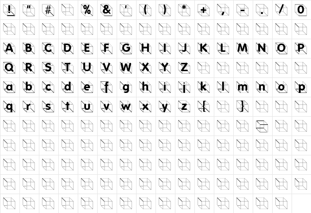 FolksInCube Regular  glyph index