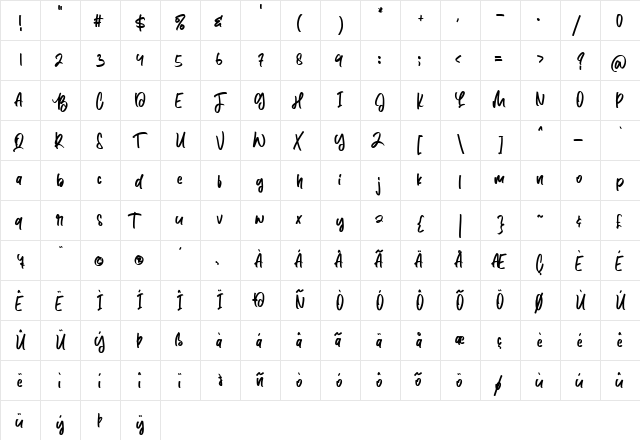 Lazy Fine Regular  glyph index