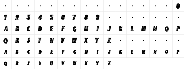 ChiliPepper-ExtraBold Condensed Bold  glyph index
