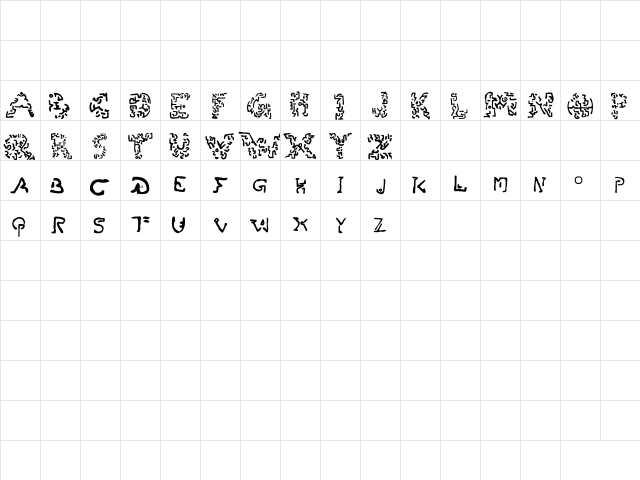 Gylphs of the Ancients Regular  glyph index