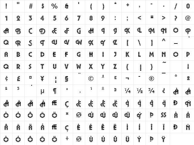 Plaza02 Becker Regular  glyph index