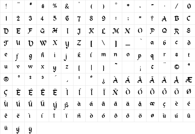 Heidelstein Normal  glyph index