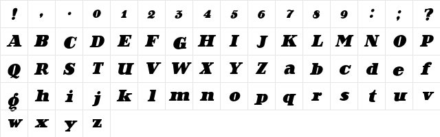 Decorattio Italic  glyph index