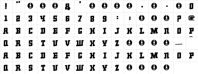 45 Regular  glyph index