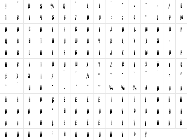 Rhinoclops Halftone Regular  glyph index