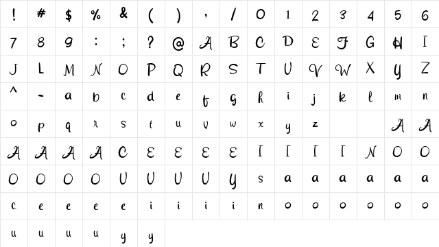 Cooking Water Regular  glyph index