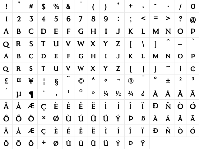 Coinage Caps Kruger Gray Regular  glyph index