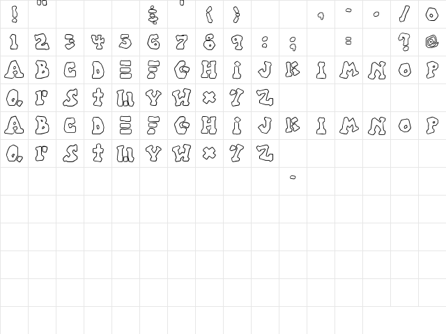SBC Aztec Outline Regular  glyph index