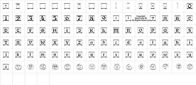 Fanfold Regular  glyph index
