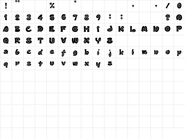 D3 Spiralism Regular  glyph index