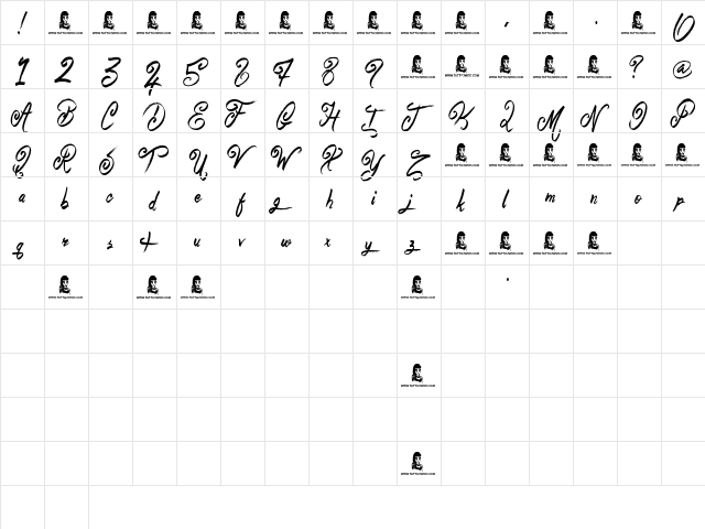 Believer Fever Regular  glyph index