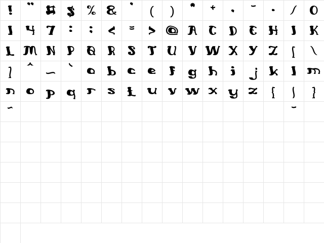 Everlasting Song Regular  glyph index