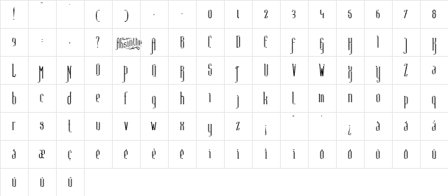 Absinthe FT Regular  glyph index