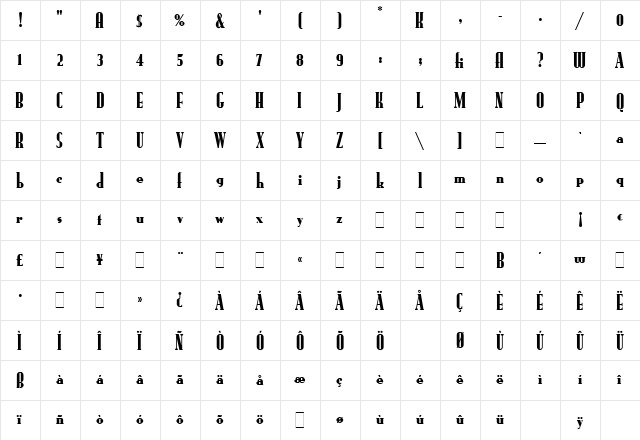 Rundfunk LET Plain  glyph index