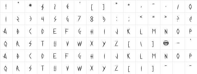 Chelsea Smile Regular  glyph index