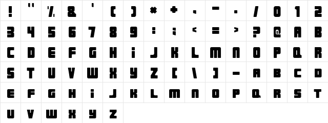 Urban Constructed Regular  glyph index