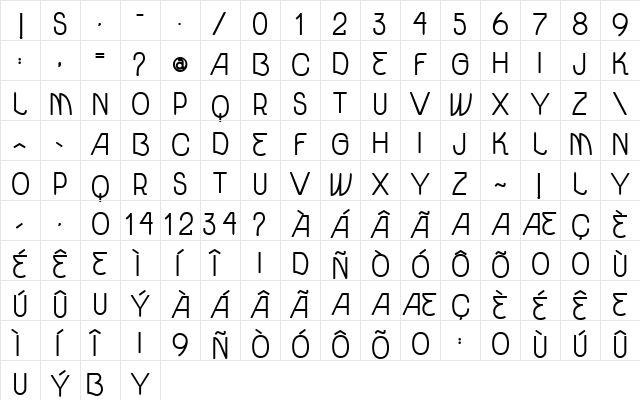 vtks unidade bold Regular  glyph index