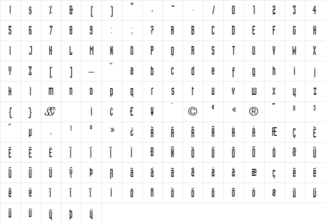 Assembly Outline SSi Regular  glyph index