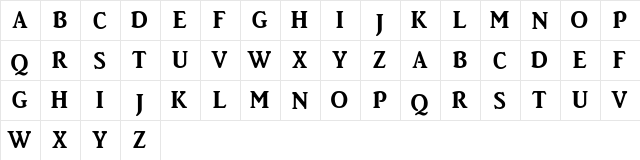 BrightonBold Regular  glyph index
