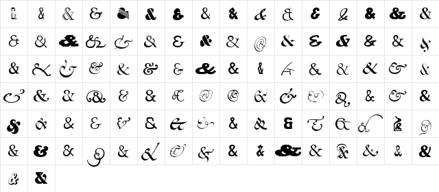 Ampersands Two Regular  glyph index