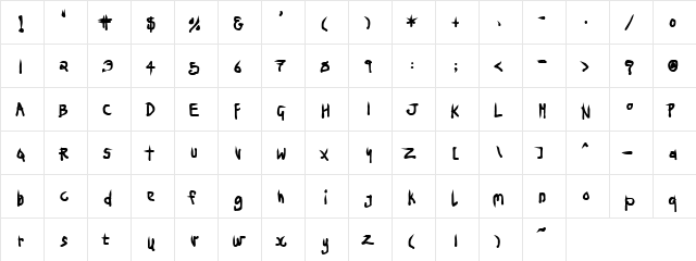 Ninja Penguin Regular  glyph index