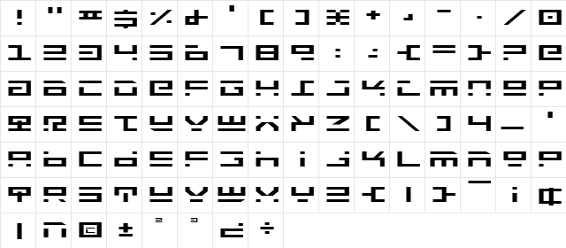 Rocket Type Expanded Expanded  glyph index