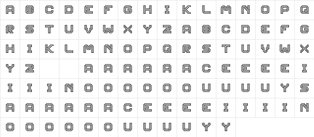 Linee-DEMO Regular  glyph index