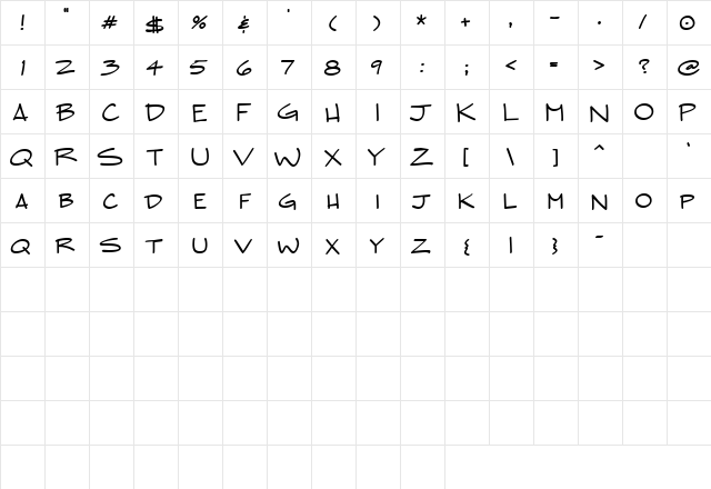 Scrap Caps Regular  glyph index