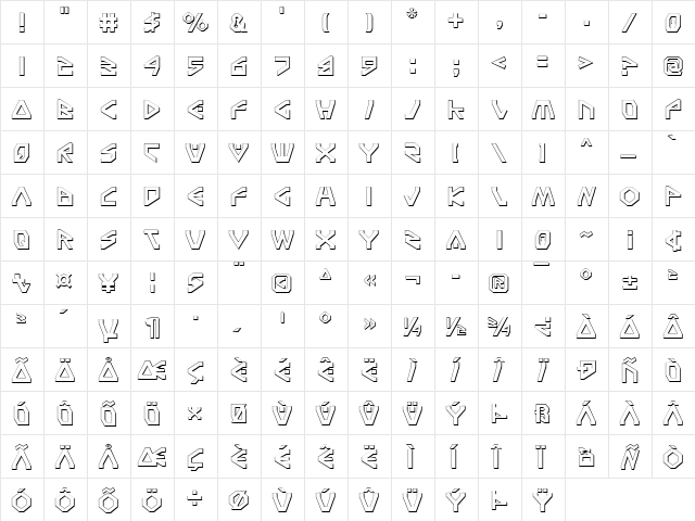 Terra Firma Shadow Shadow  glyph index