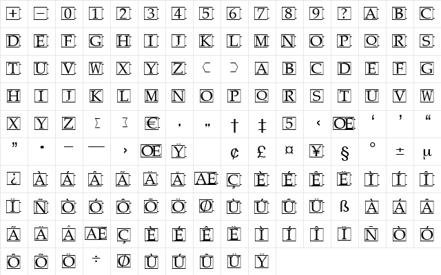 Annodomini Regular  glyph index