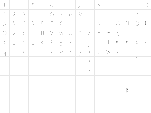 Derer Regular  glyph index