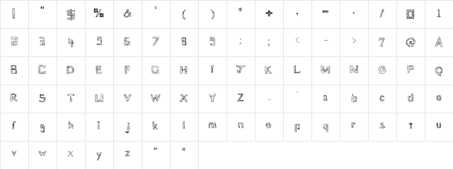 Blueprint Medium  glyph index
