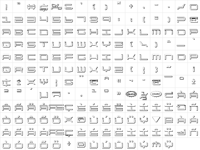 QuickTech Shadow Shadow  glyph index