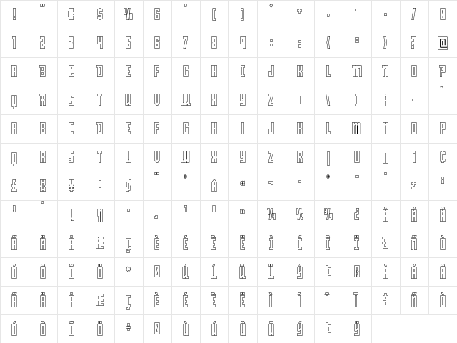 Young Patriot Outline Outline  glyph index