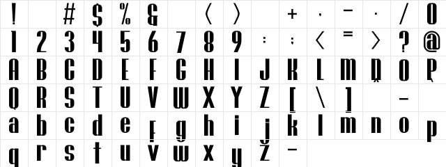 Brasham Regular Demo Regular  glyph index