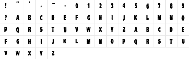 VTC-KomikaHeadLinerTwo Bold  glyph index