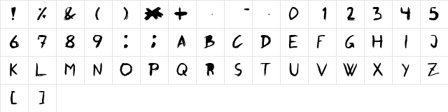 Graffito Regular  glyph index