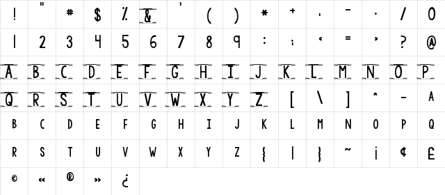 KG Modern Monogram Regular  glyph index