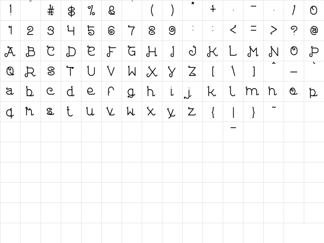 Painter pointer Regular  glyph index